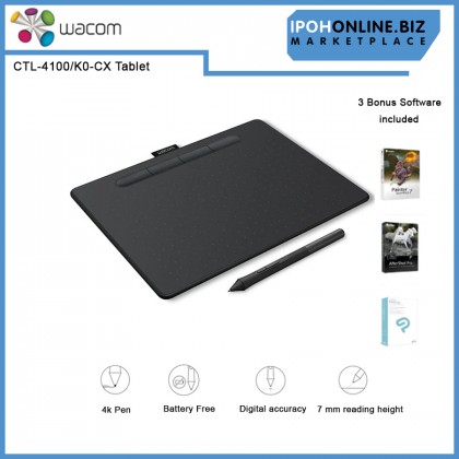 Wacom Intuos S CTL-4100 Small Creative Drawing Tablet Black