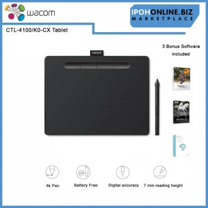 Wacom Intuos S CTL-4100 Small Creative Drawing Tablet Black