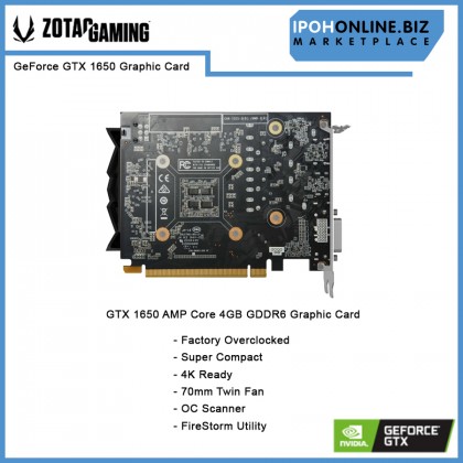 ZOTAC GAMING GeForce GTX 1650 4GB 128Bit GDDR6 DVI DP HDMI Graphics Card with DUAL FAN