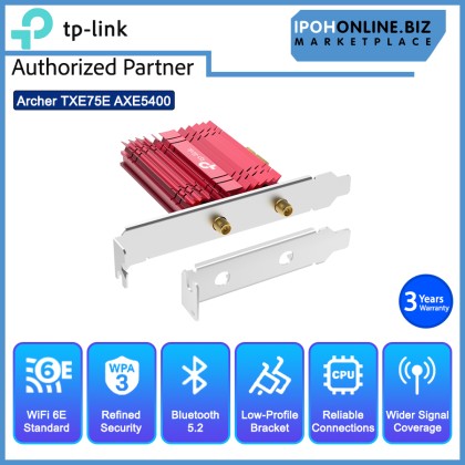 TP-Link Archer TXE75E AXE5400 WiFi 6E Bluetooth 5.2 Tri-Band MU-MIMO PCIe Adapter