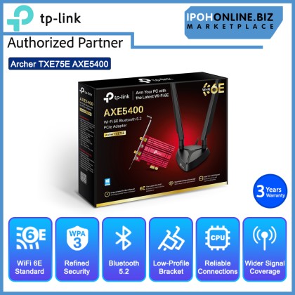 TP-Link Archer TXE75E AXE5400 WiFi 6E Bluetooth 5.2 Tri-Band MU-MIMO PCIe Adapter