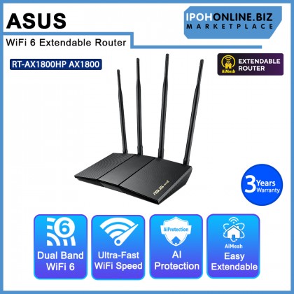 ASUS RT-AX1800HP AX1800 Dual Band WiFi 6 Extendable Router, Subscription Free Network Security, Built-In VPN, Parental Control, Gaming, AiMesh ASUS RT-AX1800HP AX1800 Dual Band WiFi 6 Extendable Router, Subscription Free Network Security, Built-In VPN, Parental Control, Gaming, AiMesh