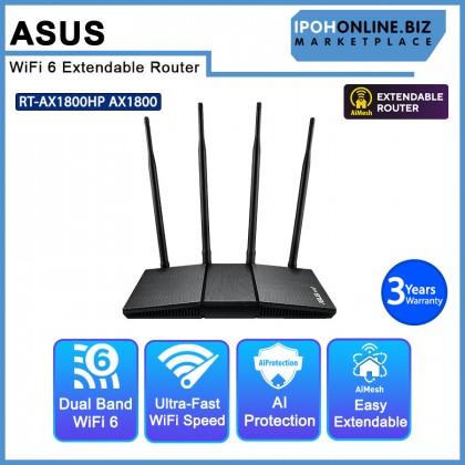 ASUS RT-AX1800HP AX1800 Dual Band WiFi 6 Extendable Router, Subscription Free Network Security, Built-In VPN, Parental Control, Gaming, AiMesh ASUS RT-AX1800HP AX1800 Dual Band WiFi 6 Extendable Router, Subscription Free Network Security, Built-In VPN, Parental Control, Gaming, AiMesh