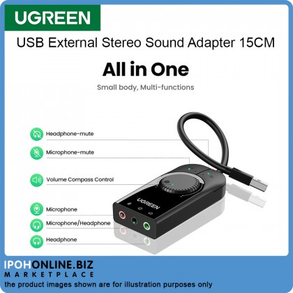 UGREEN 40964 USB External Stereo Sound Adapter 15CM (Black) UGREEN 40964 USB External Stereo Sound Adapter 15CM (Black)