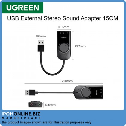 UGREEN 40964 USB External Stereo Sound Adapter 15CM (Black) UGREEN 40964 USB External Stereo Sound Adapter 15CM (Black)