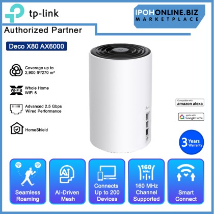 TP-Link Deco X80 AX6000 Whole Home AI-Driven Dual-Band Mesh WiFi 6 Router - 1 Pack