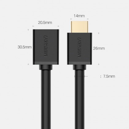 UGREEN HDMI Male To Female Extension Cable 1080P 3D for Projector - 1 Meter UGREEN HDMI Male To Female Extension Cable 1080P 3D for Projector - 1 Meter