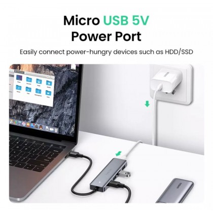 UGREEN 4 Port USB 3.0 Hub+Powered By Micro USB Metal Plated Shell Ultra Slim Hub UGREEN 4 Port USB 3.0 Hub+Powered By Micro USB Metal Plated Shell Ultra Slim Hub