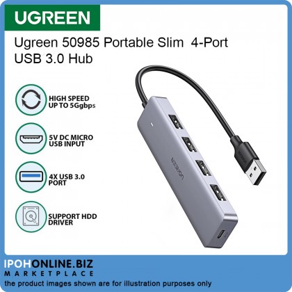 UGREEN 4 Port USB 3.0 Hub+Powered By Micro USB Metal Plated Shell Ultra Slim Hub UGREEN 4 Port USB 3.0 Hub+Powered By Micro USB Metal Plated Shell Ultra Slim Hub