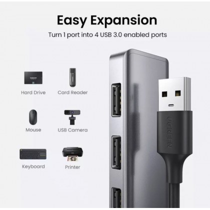 UGREEN 4 Port USB 3.0 Hub+Powered By Micro USB Metal Plated Shell Ultra Slim Hub UGREEN 4 Port USB 3.0 Hub+Powered By Micro USB Metal Plated Shell Ultra Slim Hub