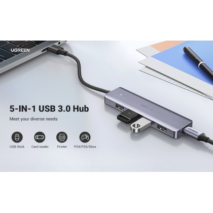 UGREEN 4 Port USB 3.0 Hub+Powered By Micro USB Metal Plated Shell Ultra Slim Hub UGREEN 4 Port USB 3.0 Hub+Powered By Micro USB Metal Plated Shell Ultra Slim Hub
