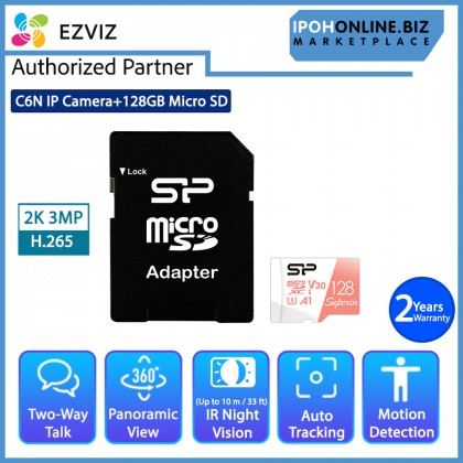 EZVIZ C6N 2K 3MP Full HD Pan Tilt Motion Tracking 360° Smart Night Vision Home Security IP CCTV Camera + SILICON POWER Superior V30 A1 128GB Micro SD Card With Adapter Set EZVIZ C6N 2K 3MP Full HD Pan Tilt Motion Tracking 360° Smart Night Vision Home Security IP CCTV Camera + SILICON POWER Superior V30 A1 128GB Micro SD Card With Adapter Set