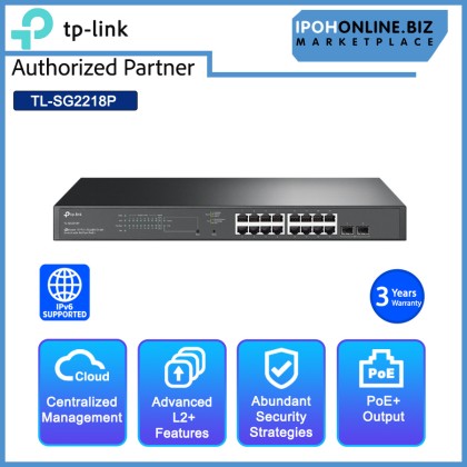 TP-Link Omada TL-SG2218P JetStream 18-Port Gigabit Smart Switch with 16-Port PoE+ - 150W TP-Link Omada TL-SG2218P JetStream 18-Port Gigabit Smart Switch with 16-Port PoE+ - 150W