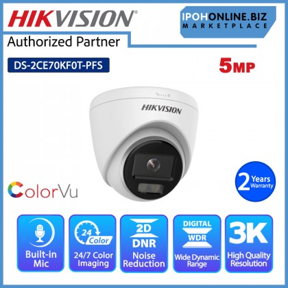 HIKVISION DS-2CE70KF0T-PFS 3.6 mm 5MP 3K ColorVu Indoor Audio Fixed DOME CCTV Camera with built-in mic HIKVISION DS-2CE70KF0T-PFS 3.6 mm 5MP 3K ColorVu Indoor Audio Fixed DOME CCTV Camera with built-in mic