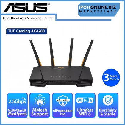 ASUS TUF Gaming AX4200 Dual Band WiFi 6 Gaming Router with 2.5Gbps port AiMesh AiProtection Pro