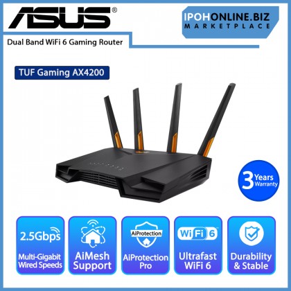 ASUS TUF Gaming AX4200 Dual Band WiFi 6 Gaming Router with 2.5Gbps port AiMesh AiProtection Pro