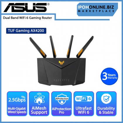ASUS TUF Gaming AX4200 Dual Band WiFi 6 Gaming Router with 2.5Gbps port AiMesh AiProtection Pro