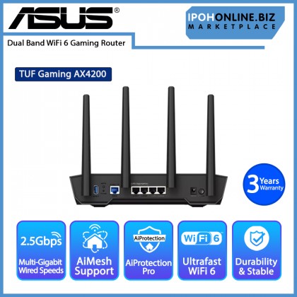 ASUS TUF Gaming AX4200 Dual Band WiFi 6 Gaming Router with 2.5Gbps port AiMesh AiProtection Pro