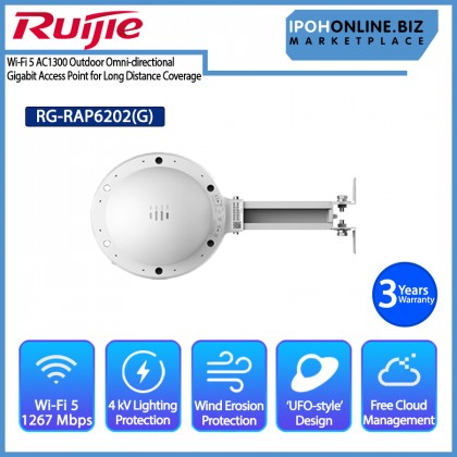 RUIJIE REYEE RG-RAP6202(G) Wi-Fi 5 AC1300 Outdoor Omni-directional Gigabit Access Point for Long Distance Coverage