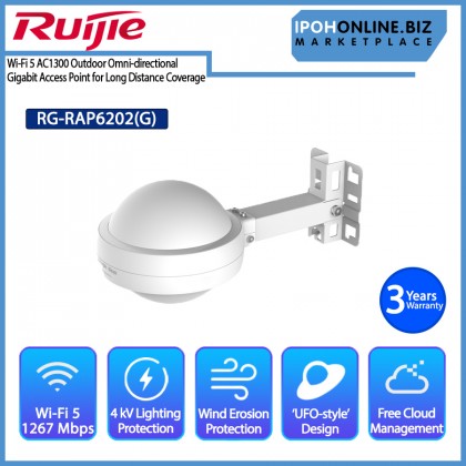 RUIJIE REYEE RG-RAP6202(G) Wi-Fi 5 AC1300 Outdoor Omni-directional Gigabit Access Point for Long Distance Coverage