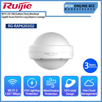 RUIJIE REYEE RG-RAP6202(G) Wi-Fi 5 AC1300 Outdoor Omni-directional Gigabit Access Point for Long Distance Coverage