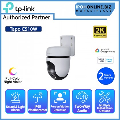 TP-Link Tapo C510W 2K 3MP Outdoor Full-Color Pan Tilt Security WiFi Weatherproof ONVIF CCTV Camera
