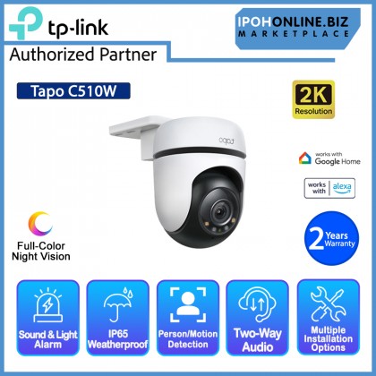 TP-Link Tapo C510W 2K 3MP Outdoor Full-Color Pan Tilt Security WiFi Weatherproof ONVIF CCTV Camera