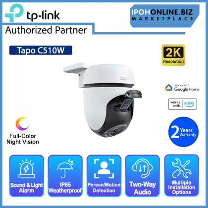 TP-Link Tapo C510W 2K 3MP Outdoor Full-Color Pan Tilt Security WiFi Weatherproof ONVIF CCTV Camera