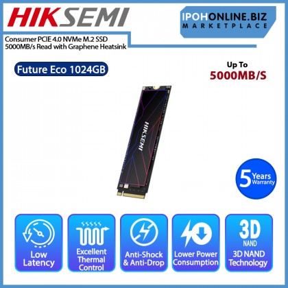 HIKSEMI FUTURE ECO Consumer PCIE 4.0 NVMe M.2 SSD 1024GB 5000MB/s Read with Graphene heatsink