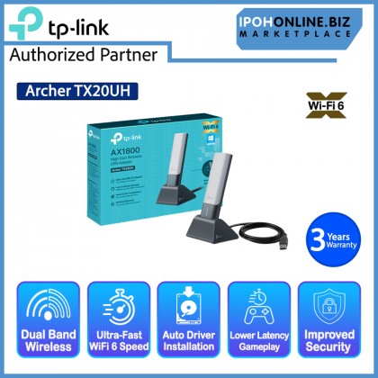 TP-Link Archer TX20UH AX1800 High Gain WiFi 6 USB 3.0 Adapter with Auto Driver Installation