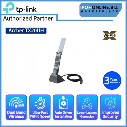 TP-Link Archer TX20UH AX1800 High Gain WiFi 6 USB 3.0 Adapter with Auto Driver Installation