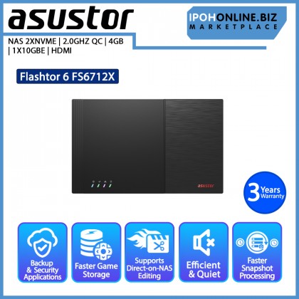 Asustor Flashtor 6 FS6712X 12XNVME/2.0GHZ QC/4GB/1X10GBE/HDMI