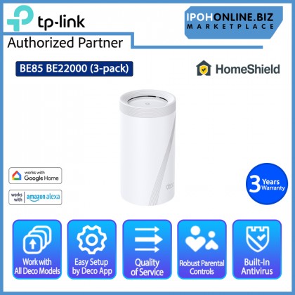 TP-Link Deco BE85 3-PACK BE22000 Tri-Band Whole Home Mesh WiFi 7 System with 10 Gbps Network & Universal Compatibility Wireless TP-Link Deco BE85 3-PACK BE22000 Tri-Band Whole Home Mesh WiFi 7 System with 10 Gbps Network & Universal Compatibility Wireless