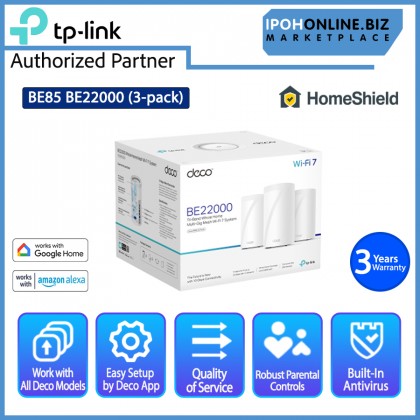 TP-Link Deco BE85 3-PACK BE22000 Tri-Band Whole Home Mesh WiFi 7 System with 10 Gbps Network & Universal Compatibility Wireless TP-Link Deco BE85 3-PACK BE22000 Tri-Band Whole Home Mesh WiFi 7 System with 10 Gbps Network & Universal Compatibility Wireless