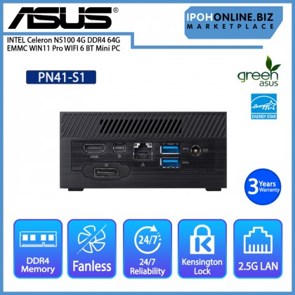 ASUS PN41-S1 INTEL Celeron N5100 4G DDR4 64G EMMC WIN11 Pro WIFI 6 BT Mini PC ASUS PN41-S1 INTEL Celeron N5100 4G DDR4 64G EMMC WIN11 Pro WIFI 6 BT Mini PC