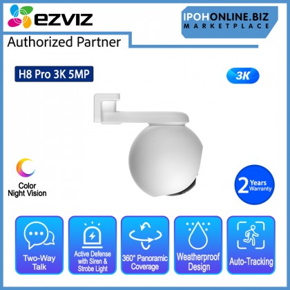 EZVIZ H8 Pro 3K 5MP 4mm Pan & Tilt Wi-Fi Camera CCTV CS-H8 with AI & Color Night Vision