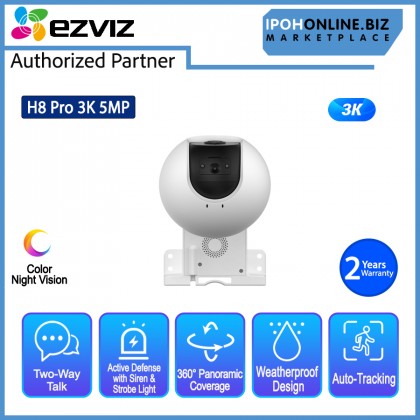 EZVIZ H8 Pro 3K 5MP 4mm Pan & Tilt Wi-Fi Camera CCTV CS-H8 with AI & Color Night Vision