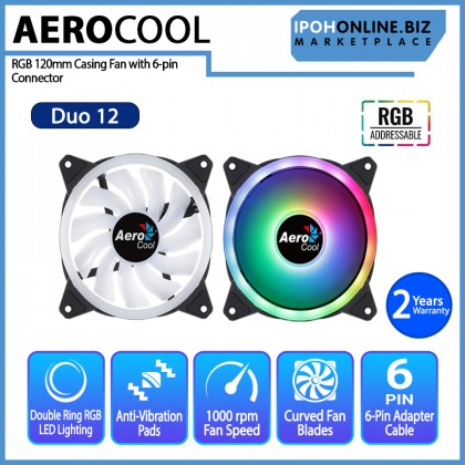AEROCOOL Duo12 ARGB 120mm Casing Fan with 6-pin Connector