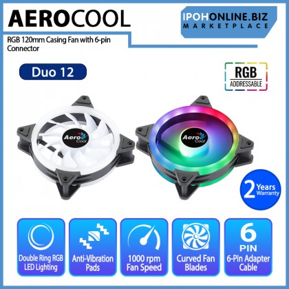 AEROCOOL Duo12 ARGB 120mm Casing Fan with 6-pin Connector