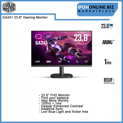 COOLER MASTER GA241 23.8" FHD 100Hz HDMI VGA Gaming Monitor with Adaptive Sync 
