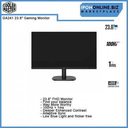 COOLER MASTER GA241 23.8" FHD 100Hz HDMI VGA Gaming Monitor with Adaptive Sync 