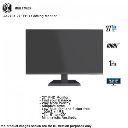 COOLER MASTER GA2701 27" FHD 100Hz HDMI VGA Gaming Monitor with Adaptive Sync 