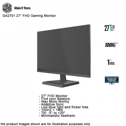 COOLER MASTER GA2701 27" FHD 100Hz HDMI VGA Gaming Monitor with Adaptive Sync 