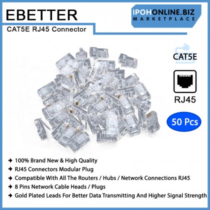 EBETTER CAT5E RJ45 Modular Plug Network Connector - 50 Pcs