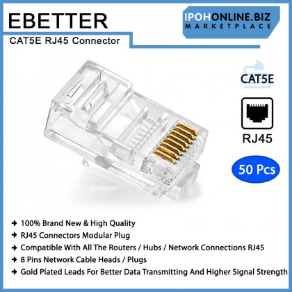 EBETTER CAT5E RJ45 Modular Plug Network Connector - 50 Pcs