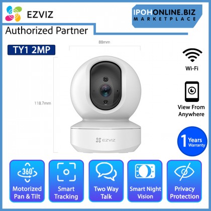 EZVIZ TY1 2MP 1080P FHD Smart Wi-Fi Pan & Tilt CCTV Camera CS-TY1-B0-1G2WF EZVIZ TY1 2MP 1080P FHD Smart Wi-Fi Pan & Tilt CCTV Camera CS-TY1-B0-1G2WF