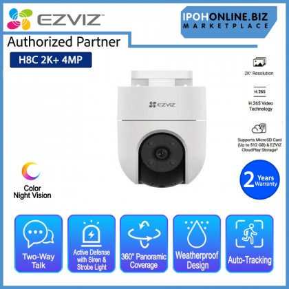 EZVIZ H8c 2K⁺ 4MP 4mm Smart Home Weatherproof Pan & Tilt Wi-Fi CCTV Camera CS-H8c EZVIZ H8c 2K⁺ 4MP 4mm Smart Home Weatherproof Pan & Tilt Wi-Fi CCTV Camera CS-H8c