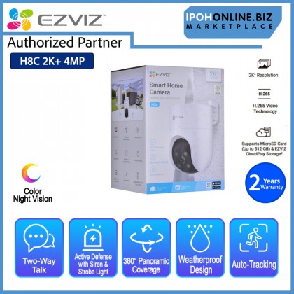EZVIZ H8c 2K⁺ 4MP 4mm Smart Home Weatherproof Pan & Tilt Wi-Fi CCTV Camera CS-H8c EZVIZ H8c 2K⁺ 4MP 4mm Smart Home Weatherproof Pan & Tilt Wi-Fi CCTV Camera CS-H8c