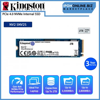 Kingston NV2 PCIe 4.0 NVMe M.2 SSD 2TB up to 3500/2800MB/s read/write SNV2S/2000G