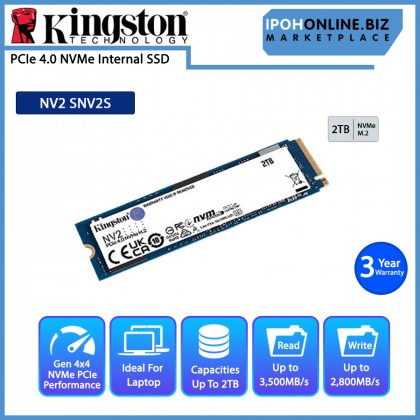 Kingston NV2 PCIe 4.0 NVMe M.2 SSD 2TB up to 3500/2800MB/s read/write SNV2S/2000G